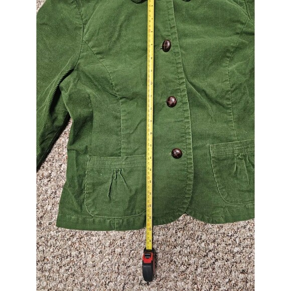 LL Bean Petite 14 Petite Green Corduroy Jacket Blazer Brown Buttons - Picture 4 of 7